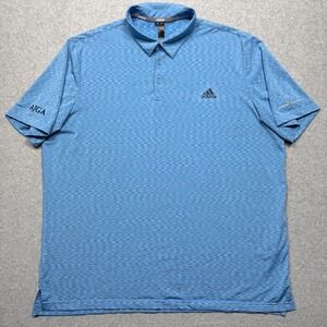 Adidas Polo Shirt Mens XXL AJGA Junior Players Logo Golf Blue Stripe Performance